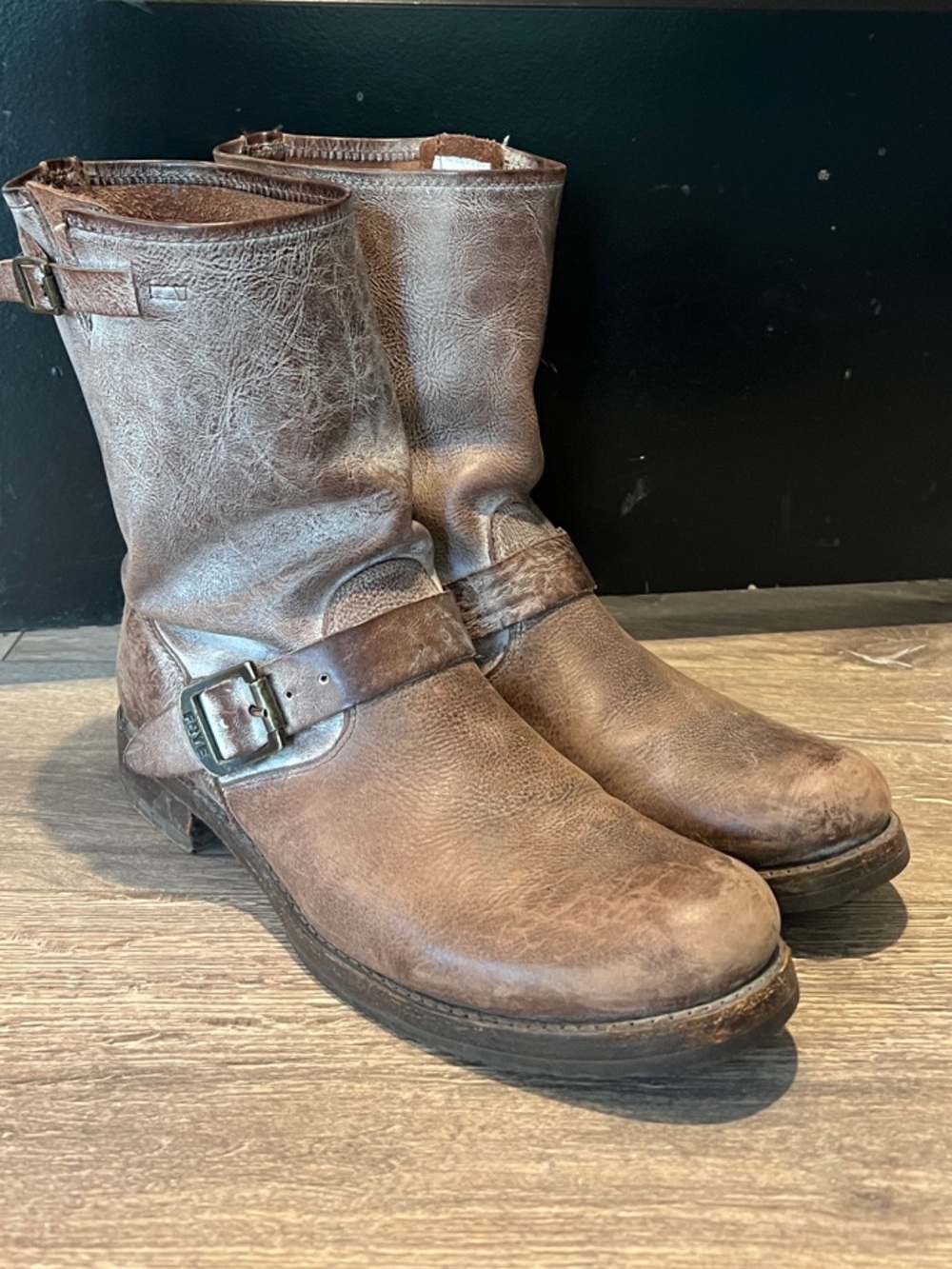 Frye Women’s Distressed Brown Leather Harness Boots